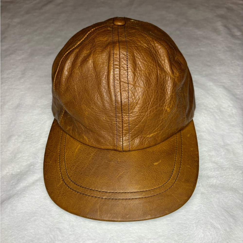 OG Ralph Lauren  Country Brown Leather Baseball Hat Cap Suede Lined Large
